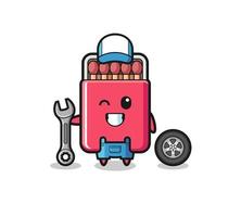 the matches box character as a mechanic mascot vector