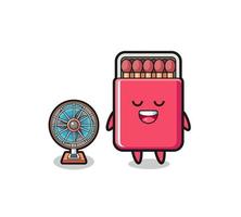 cute matches box is standing in front of the fan vector