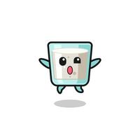 milk character is jumping gesture vector