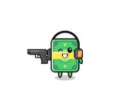 illustration of money cartoon doing shooting range vector