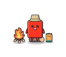 ilustración de camping de la caricatura de la tarjeta roja vector