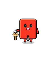 cute red card as a real estate agent mascot vector