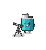 lighter astronomer mascot with a modern telescope vector