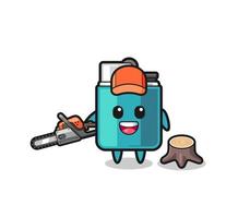 lighter lumberjack character holding a chainsaw vector