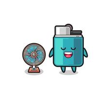 cute lighter is standing in front of the fan vector