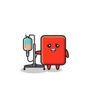 cute red card character standing with infusion pole vector