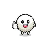 rice ball mascot doing thumbs up gesture vector