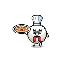 rice ball character as Italian chef mascot vector