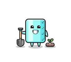 cute ruler cartoon is planting a tree seed vector