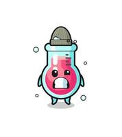 cute cartoon laboratory beaker with shivering expression vector