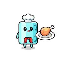 ruler fried chicken chef cartoon character vector