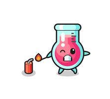 ilustración de mascota de vaso de laboratorio jugando petardo vector