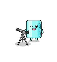 ruler astronomer mascot with a modern telescope vector