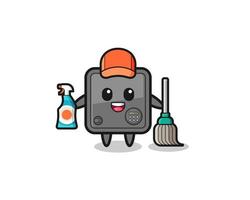 lindo personaje de caja fuerte como mascota de los servicios de limpieza vector