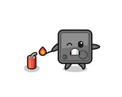 safe box mascot illustration playing firecracker vector