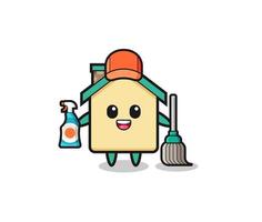 lindo personaje de la casa como mascota de los servicios de limpieza vector