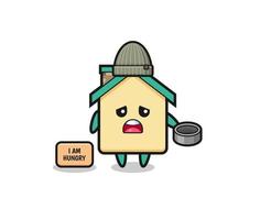 cute house beggar cartoon character vector