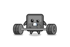 cartoon of safe box lifting a barbell vector