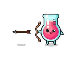 illustration of laboratory beaker character doing archery vector