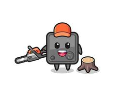 safe box lumberjack character holding a chainsaw vector