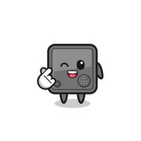 safe box character doing Korean finger heart vector