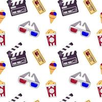Cinema seamless pattern. Could be used for web site, banner, invitation, wallpaper, wrapping paper, corporative design. Vector illustration isolated on white.