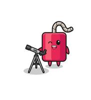 dynamite astronomer mascot with a modern telescope vector