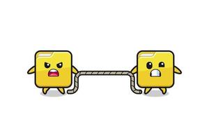 cute folder character is playing tug of war game vector