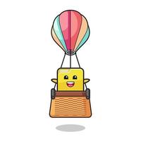 folder mascot riding a hot air balloon vector