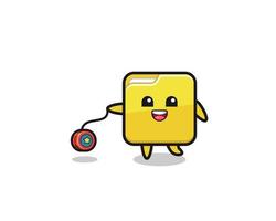 cartoon of cute folder playing a yoyo vector