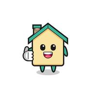 house mascot doing thumbs up gesture vector