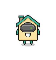 cute house using VR headset vector