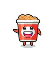 happy instant noodle cute mascot character vector