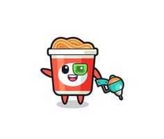 instant noodle cartoon as future warrior mascot vector