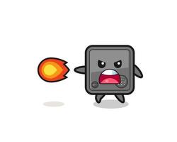 cute safe box mascot is shooting fire power vector