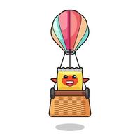 snack mascot riding a hot air balloon vector