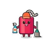 cute dynamite character as cleaning services mascot vector