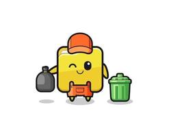 the mascot of cute folder as garbage collector vector