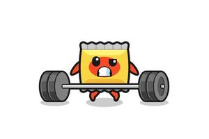 cartoon of snack lifting a barbell vector