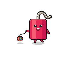 cartoon of cute dynamite playing a yoyo vector