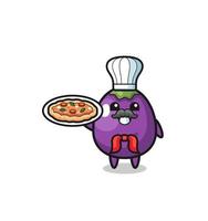 eggplant character as Italian chef mascot vector