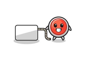 emergency panic button cartoon is pulling a banner vector