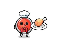 emergency panic button fried chicken chef cartoon character vector