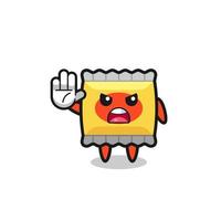 snack character doing stop gesture vector