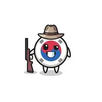 mascota del cazador de la bandera de corea del sur sosteniendo un arma vector
