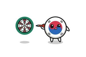 cute south korea flag is playing dart vector