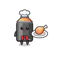 spray paint fried chicken chef cartoon character vector