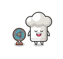 cute chef hat is standing in front of the fan vector