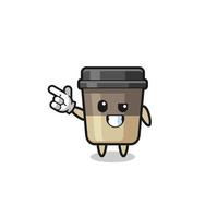 coffee cup mascot pointing top left vector