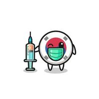 south korea flag mascot as vaccinator vector